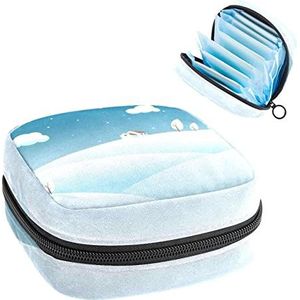 Sneeuw bedekte Rolling Hills Print,Periode Pouch Draagbaar,Tampon Opbergtas,Tampon Houder voor Portemonnee Vrouwelijke Product Organizer, Meerkleurig, 4.7x6.6x6.6 in/12x17x17 cm