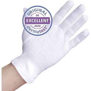 Katoenen handschoenen, 1 wit, beschermende van 100% katoen, Zachte tricot h skincare, uv nagels, white cotton gloves