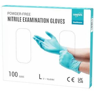 EUROPAPA® 100 x nitrilhandschoenen, wegwerphandschoenen, onderzoekshandschoenen, nitril handschoenen, poedervrij, zonder latex, niet-steriel, latexvrij, wegwerphandschoenen (L, Lichtblauw)