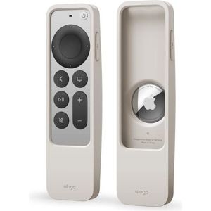elago R5 Locator Hoesje Case Compatibel met Apple TV 4k Siri Afstandsbediening 3e Generatie(2022) en 2e Generatie (2021) en Compatibel met Apple Airtag - Lanyard Inbegrepen, Volledige Toegang (Stone)