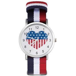 US Een Retro Hart Vlag Casual Heren Horloges Voor Vrouwen Mode Grafische Horloge Outdoor Werk Gym Gift