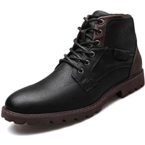 BHSLH Herenlaarzen grote maat rits korte laarzen herenschoenen herfst en winter hoge schoenen retro werklaarzen, Zwart, 39 EU