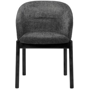 Glam_ee Dory fauteuil, Made in Italy design, structuur in zwart gelakt essen, zitting en rugleuning in antraciet stof