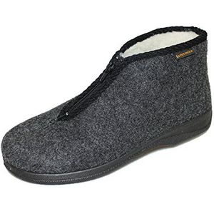 Intermax - Herenpantoffels - Antraciet - Gevoerd met Pure Wol - Ritssluiting