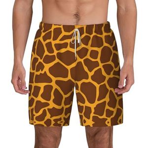 CKGODGF Giraffe Print Print Dubbellaags Zwembroek, Verstelbare Taille Touw en Zakken voor Strand en Vakantie, Wit, 3XL