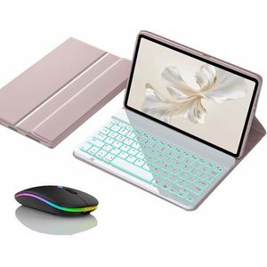 Toetsenbordhoes voor Honor Magic Pad 2 (12.3""), Magnetisch Afneembaar Draadloos Achtergrondverlichting Toetsenbord met Bluetooth Muis,Roze