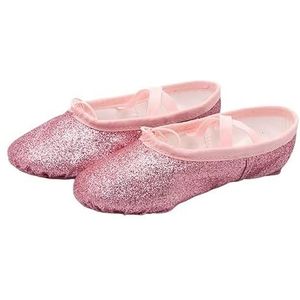 Balletschoenen, Platte canvas balletschoenen, Balletoefeningschoenen met zachte zool, Gymnastiekschoenen for dames, Balletoefening (Color : Rose Red, Size : 29)