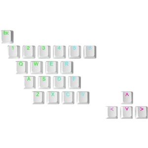 Ranked Rubberen Toetsenset | Dubbel Schot Doorschijnend | OEM-Profiel voor Mechanisch Gaming Toetsenbord (Wit, 23 Toetsen)