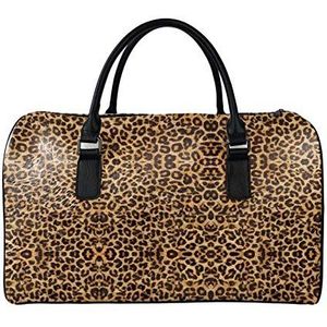 SEANATIVE Grote Capaciteit Reizen Duffle Bag Voor Vrouwen Mens Lederen Weekender Tassen Overnachting Duffle Bag Bagage, Bruine Luipaard Print
