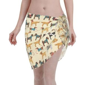 Hound Dogs Print Elegant Beach Wrap, Bikini Cover Up, Badmode Jurk, voor Vrouwen, Perfect voor Zwembad en Resort Zwart, Zwart, one size