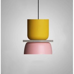 LANGDU Moderne Macaron kleine kroonluchter, eenvoudige creatieve LED-hanglamp, in hoogte verstelbare hanglamp, E27-basis for keukeneiland studeerkamer woonkamer bar(Color:Pink)
