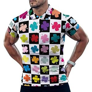 Gekleurde Klavers Toevallige Poloshirts Voor Mannen Slim Fit Korte Mouw T-shirt Sneldrogende Golf Tops Tees 4XL
