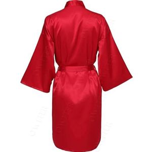 LHSJYG Damesgewaden bruidsmeisje gewaden gewaad bruid gewaad korte satijnen badjas vrouwen bruiloft badjas nachtkleding ochtendjas grote maten riem (rood, pas je tekst aan)