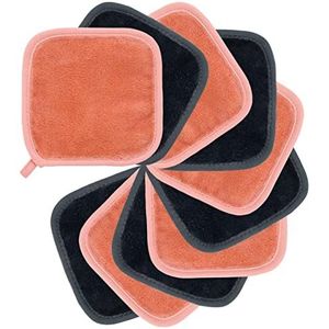 Polyte Premium make-updoekjes van microvezel, hypoallergeen en vrij van chemicaliën, microvezel-fleece, 10 stuks, 15 x 15 cm, grijs en roze