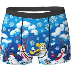 ZJYAGZX Winter Sneeuwman Print Heren Zachte Boxer Slips Shorts Viscose Trunk Pack Vochtafvoerende Heren Ondergoed, Zwart, XL