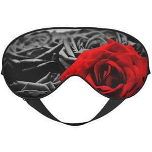 Zwart-witte en rode rozen slaapmasker, oogmasker om te slapen, volledig verstelbare oogbeschermers voor vrouwen/mannen
