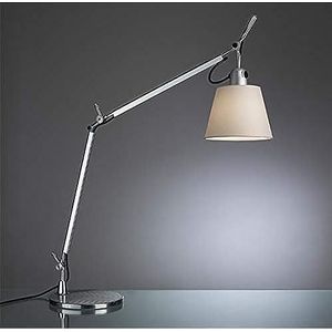 Artemide - Tolomeo LED Mega leeslamp met dimmer. Hoogwaardige dimbare staande lamp met perkamentscherm. Lamp van aluminium met standaard ø23cm. Made in Italy