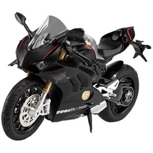 Gegoten modelmotorfiets Voor Du&cati V4S 1:12 motorfiets Hoge Simulatie Diecast Model auto Geluid Licht Collectie Speelgoed (Color : Black)