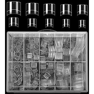 500 stuks transparante nageltips korte acryl nepnagels met hoes vierkante halve dekking Franse nepnagels voor nagel doe-het-zelf decoratie thuis en salon