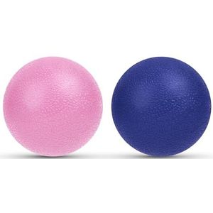 URAQT Massageballen, fasciabal, 2 stuks, triggerpuntbal voor yoga, myofasciale ontspanning, massageballen voor rug, benen, voeten, handen, 5,8 cm (blauw + roze)