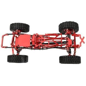 MANGRY 1:24 DIY Upgrade Auto Frame Met Dubbele Voorassen for Axiale 1/24 SCX24 AXI00002 RC Auto Upgrade Onderdelen (Color : With Wheels Red)