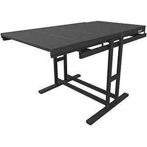 BLUMIE Modulaire tafel (L120 x B 78 x H 77,5 cm) om te zetten in een plank, industriële stijl, kleur Ebbenhout