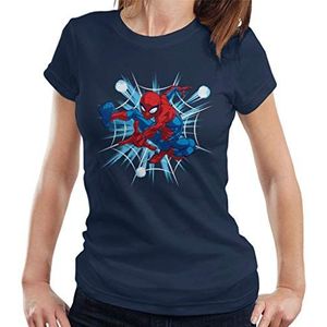Marvel Christmas Spider Man Classic Pose T-shirt voor dames - blauw - X-Large