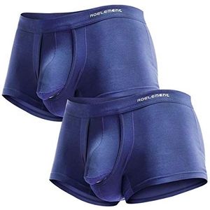 Ouruikia Herenondergoed, modal boxershorts, lichte turnks, tagless onderbroek met aparte zak, marineblauw (2 verpakkingen)., M