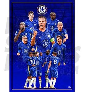 Be The Star Posters Chelsea FC Player Montage 21/22 Poster A2 - Officieel gelicentieerd product, blauw, 41,9 x 59,2 cm
