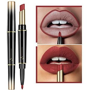 16 Color Long Lasting Lipstick Lip Liner Combo, Dual Heads Lip Liner and Lipstick Set, Long Lasting Lipstick 24 Hour Waterproof, Matte Lip Liner (#13)