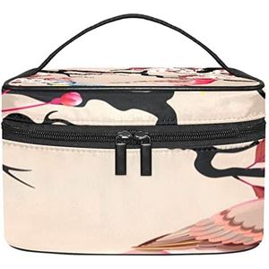 Sierlijke vogel make-up organizer tas, reismake-up tas organizer case draagbare cosmetische tas voor vrouwen en meisjes toiletartikelen, Meerkleurig, 22.5x15x13.8cm/8.9x5.9x5.4in
