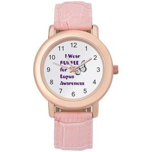 Ik Draag Paars Voor Lupus Awareness Horloges Voor Vrouwen Mode Sport Horloge Vrouwen Lederen Horloge