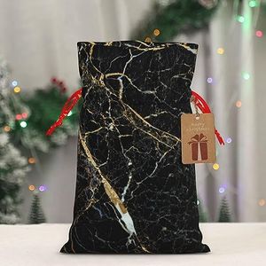 EVANEM Kerstcadeauzakjes met trekkoord 8,3 x 11,8 inch jute geschenkzakken zwart goud marmer trekkoord tas herbruikbare kerstverpakking tas voor feest jute zakken voor bruiloft opslag huishoudelijke
