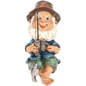 Grappig Vissende Gnome Sitter Standbeeld, Vissende Gnome Tuinbeeld Hars Grappige Outdoor Gazon Tuinkabouter Standbeeld Decoratie