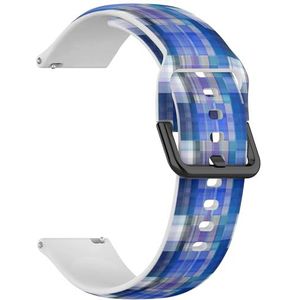 Compatibel met Garmin Fenix 7/7 Pro, Fenix 6/6 Pro, Fenix 5/5 Plus, Epix (Gen2) / Epix Pro (Gen2) (blauwe geruite 2) 22 mm zachte siliconen sportband armband armband, Siliconen, Geen edelsteen