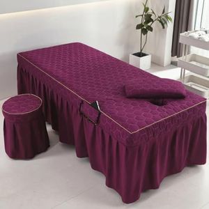 Purple/a,70x185cm(R),LDLCYCN Massagetafel Bedrok Met Gezichtsgat Spa Massage Bed Hoes Met Rok Schoonheidssalon Massage Matrashoes Sprei Ademende Beauty Bed Rok Vierkant Rond Hoofd