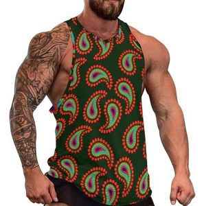 Rode Paisley Heren Tank Top Grafische Mouwloze Bodybuilding Tees Casual Strand T-Shirt Grappige Gym Spier