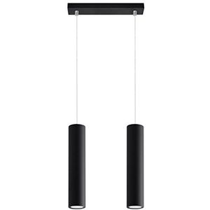 SOLLUX LIGHTING Lagos 2 Hanglamp | Modern design met cilindrisch scherm, industriële stijl | Vervangbare GU10-lamp, 2 x 40 W | Gepoedercoat staal, zwart, 30 x 6 x 90 cm