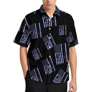 Amerikaanse vissersvlag zomer heren shirts casual korte mouw button down blouse strand top met zak 4XL