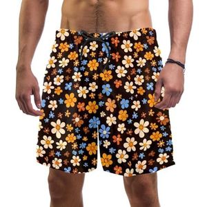 PAFEFO Nieuwigheid boardshorts voor heren, strandvakantie, feest, sneldrogende badpakken met kleine kleurrijke bloemenontwerpen, Kleine kleurrijke bloemen, S