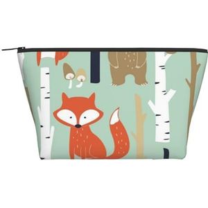 WSHFFILO Leuke Vos Beer Vogel Bunny Boom Gedrukt Dagelijkse Opbergtas Make-up Tas Reizen Toilettas Cosmetische Tas, Zwart, Eén maat