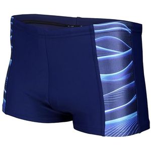 Aquarti Heren Zwembroek met Strepen Sportief Zwemboxer, 11307 Donkerblauw/Blauw, 5XL