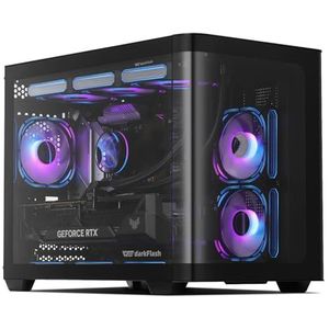 darkFlash - Micro-ATX Gaming PC-hoes - Met Twee Kamers - Ondersteunt Dubbele 360 mm - Gehard Glas