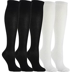 Weekend Peninsula 5 paar compressiekousen voor dames en heren voor sport, hardlopen, wandelen, fietsen, fietstochten, sport, zwangerschap, vliegreizen, 3 x zwart + 2 x wit, L-XL