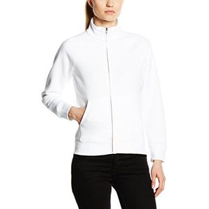 Fruit of the Loom Dames Zip front Premium Sweater, Kleur: wit, L