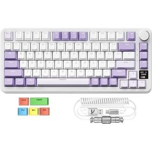 MAMBASNAKE x ATTACK SHARK X85PRO Pakking Mechanisch Toetsenbord, 75% Draadloos Gamingtoetsenbord met TFT Screen&CNC Knop, 2,4Ghz/BT5.1/USB-C, 5 Laags Vulling,Hot-Swap Linear Switch,RGB,for PC,MAC,QMK