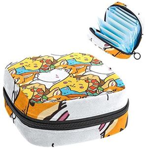 Maandverband Opbergtas, Menstruatie Cup Pouch Tampon Bag, Periode Pads Houder Organizer voor Vrouwen Meisjes, Kat en Hond