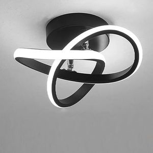 TONFON Moderne inbouw plafondlamp ringen creatief ontwerp plafondlamp acryl LED plafondlamp for hal balkon entree foyer trappenhuis gangpad zolder restaurant hanglamp(Color:Black,Size:White light)