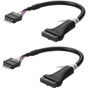 SIENOC 2 x USB 3.0 adapter 20-pins vrouwelijk naar USB 2.0 moederbord 9-pins mannelijk