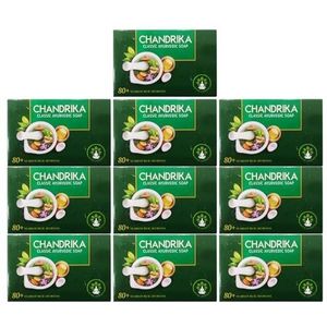 75 gram, 10 stuks Chandrika Ayurvedische kruidenzeep met zuiver essentiële en natuurlijke oliën